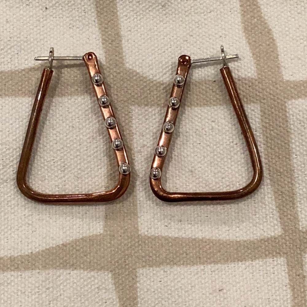 Copper & Sterling Silver Unusual Hoop Earrings